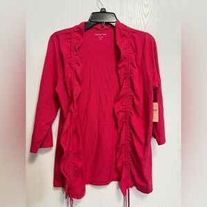 Coldwater creek open ruched pink Cardigan